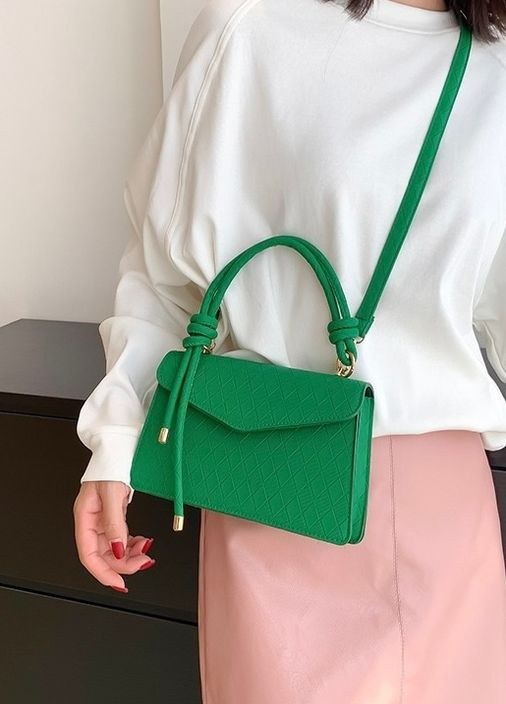 Жіноча класична сумка крос-боді на ремінці через плече зелена No Brand (274074221)