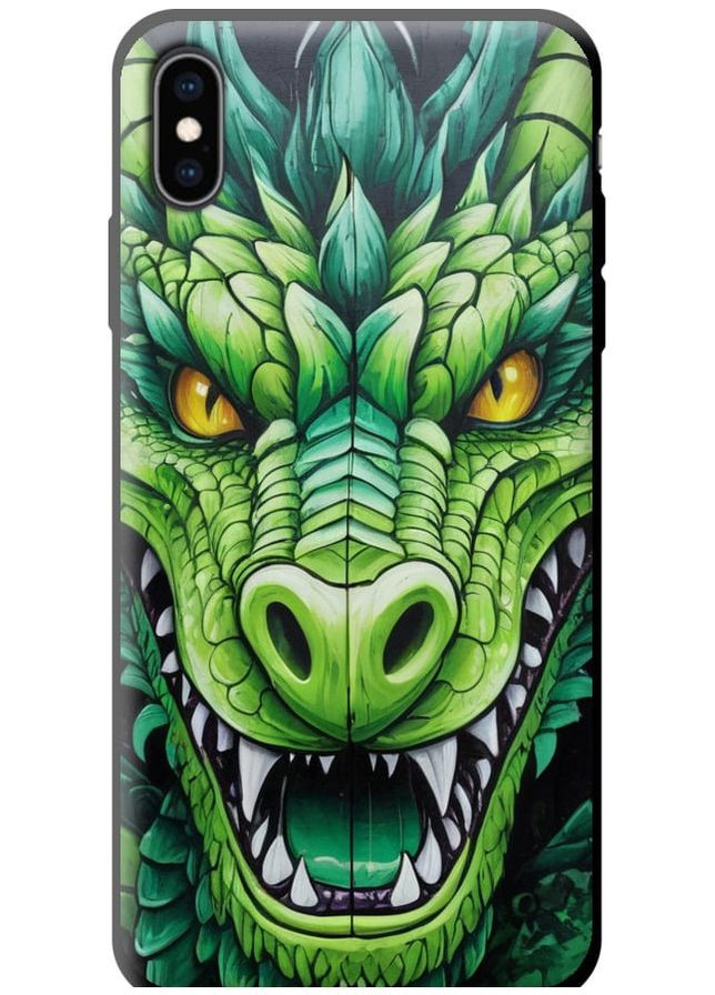 TPU черный чехол 'Зелёный дракон' для Endorphone Apple iPhone XS Max (275459479)