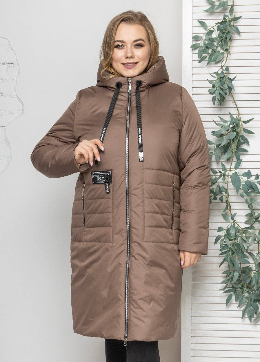 Кавова демісезонна жіночі куртки великих розмірів осінні SK