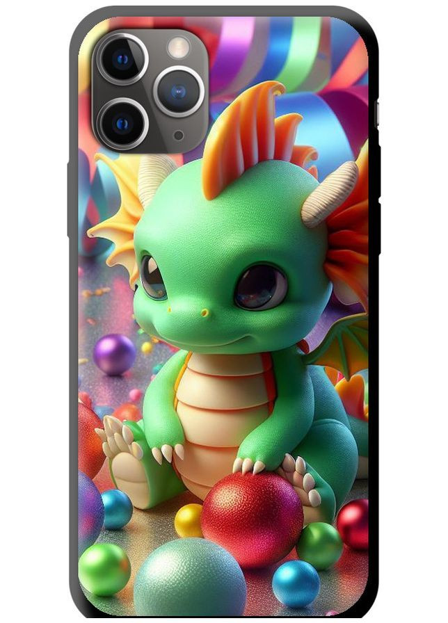 TPU чорний чохол 'Веселий дракончик' для Endorphone Apple iPhone 11 Pro Max (275458173)