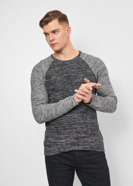 Черный джемпер,чорний-сірий, Solid