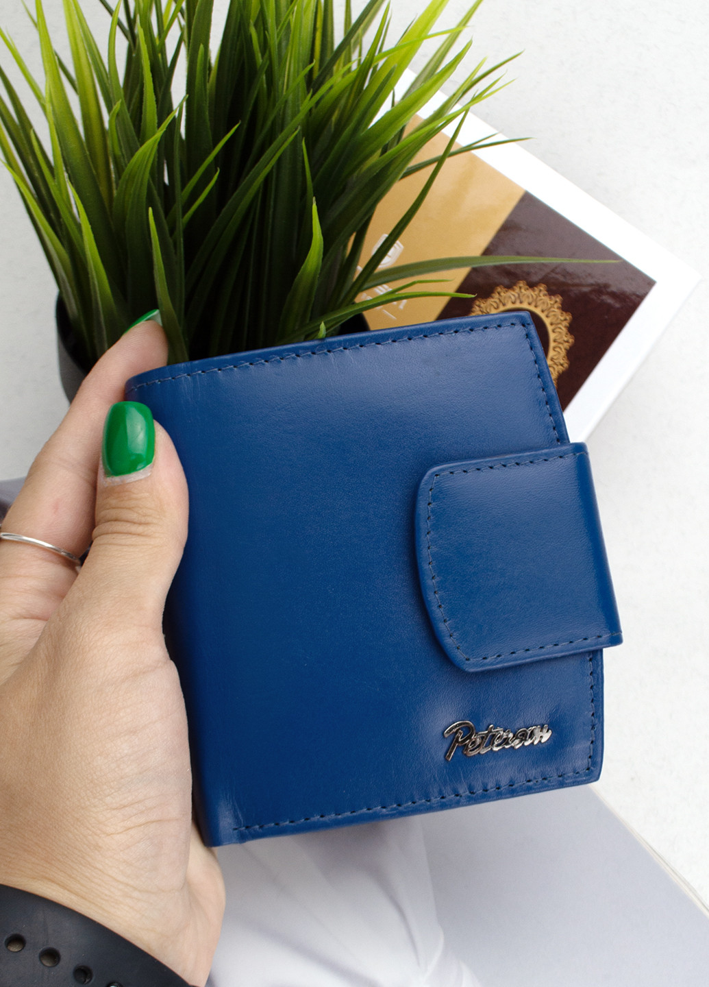 Жіночий шкіряний гаманець RD-314 MCL-M маленький синій Peterson (259809781)