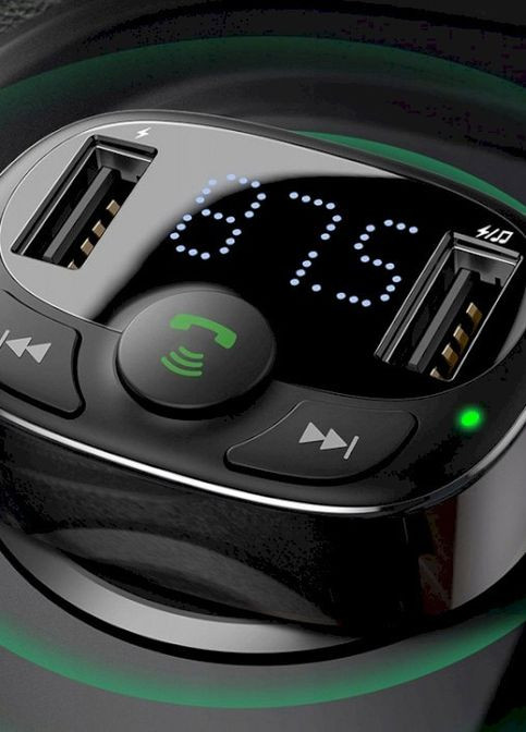 FM Трансмиттер T-typed Bluetooth MP3 charger with car holder black (CCTM-01) Baseus (260737105)