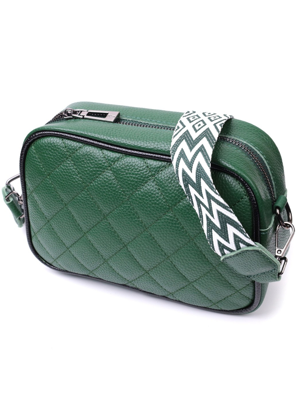 Сумка через плечо на одно отделение из натуральной кожи 22384 Зеленая Vintage (276457533)