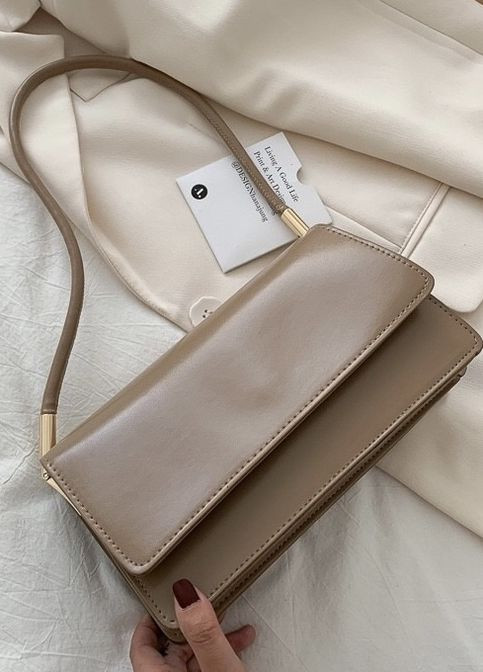 Женская классическая сумочка багет бежевая кофейная No Brand (261773375)