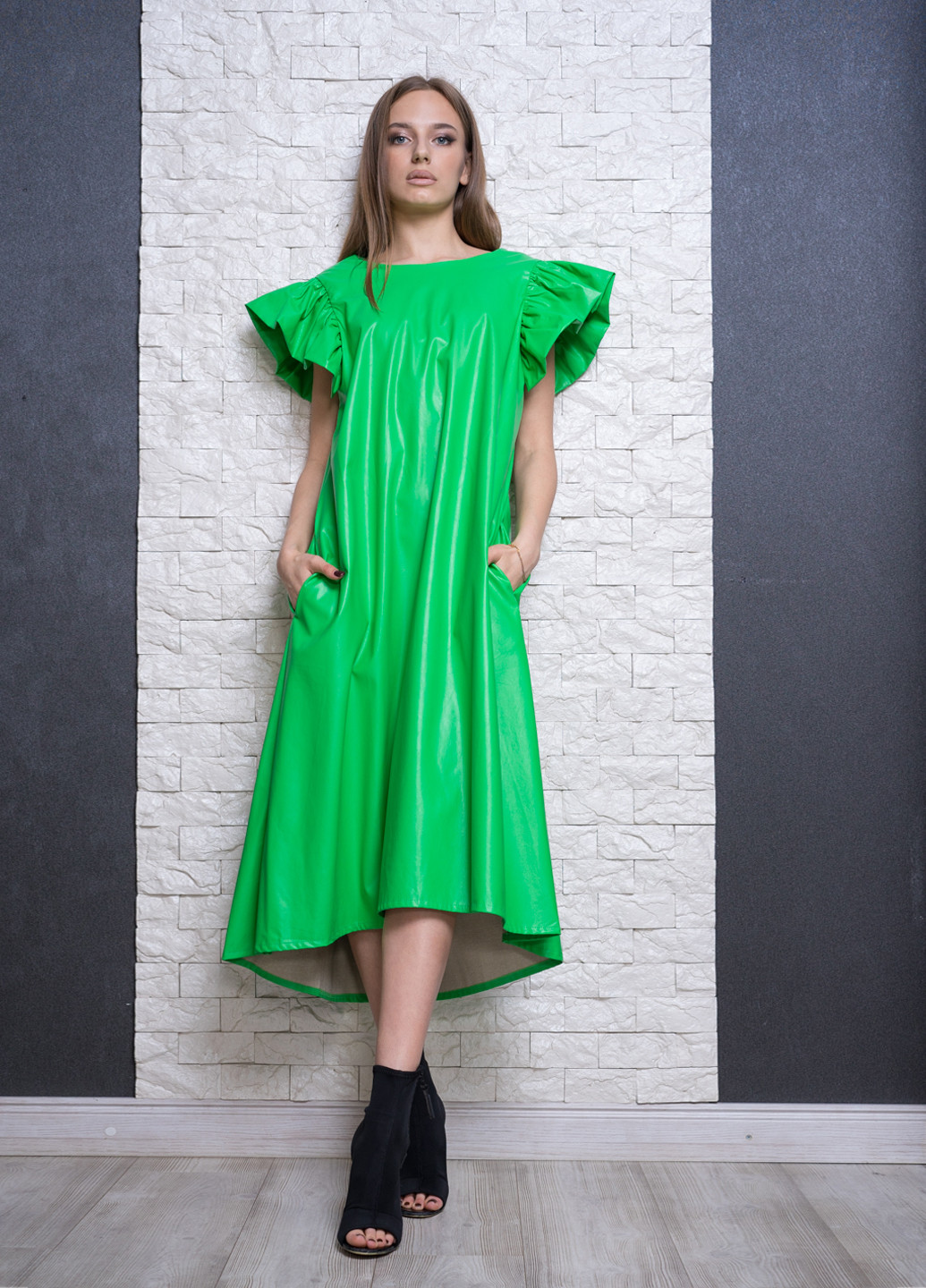Зелена кежуал сукня а-силует You&You Jeans однотонна