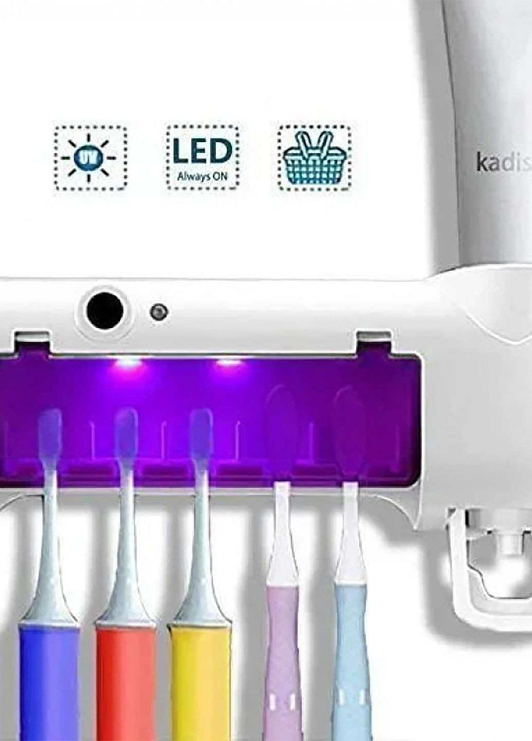 Стерилизатор держатель для зубных щеток на 5 секций с дозатором Multi-function Toothbrush Sterilizer UV Yu Xin (277598440)