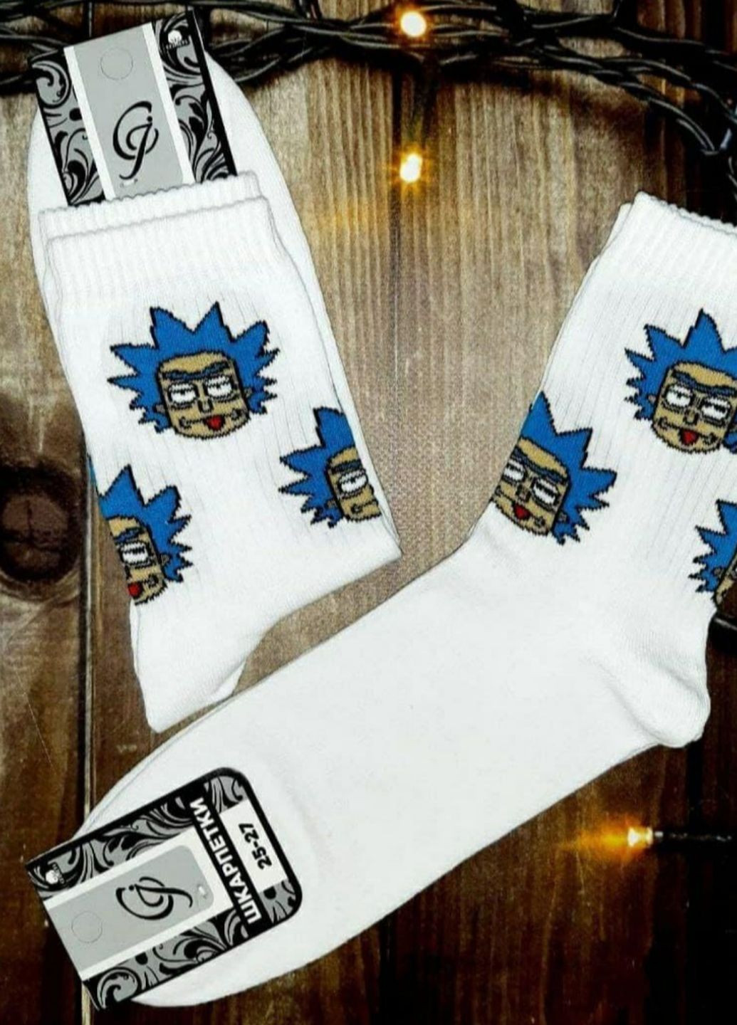 Модні білі високі шкарпетки прикол з принтом Рік і Морті No Brand (266624412)