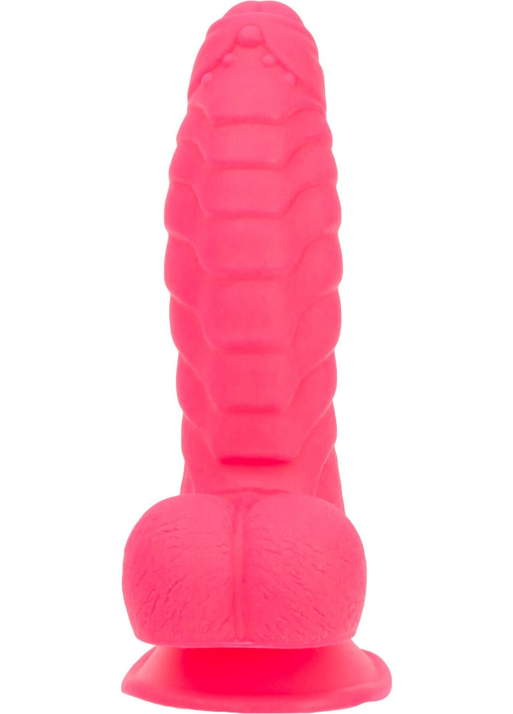 Ребристый фаллоимитатор на присоске — Tom 7″ Dildo With Balls — Pink, вибропуля в подарок ADDICTION (258261738)
