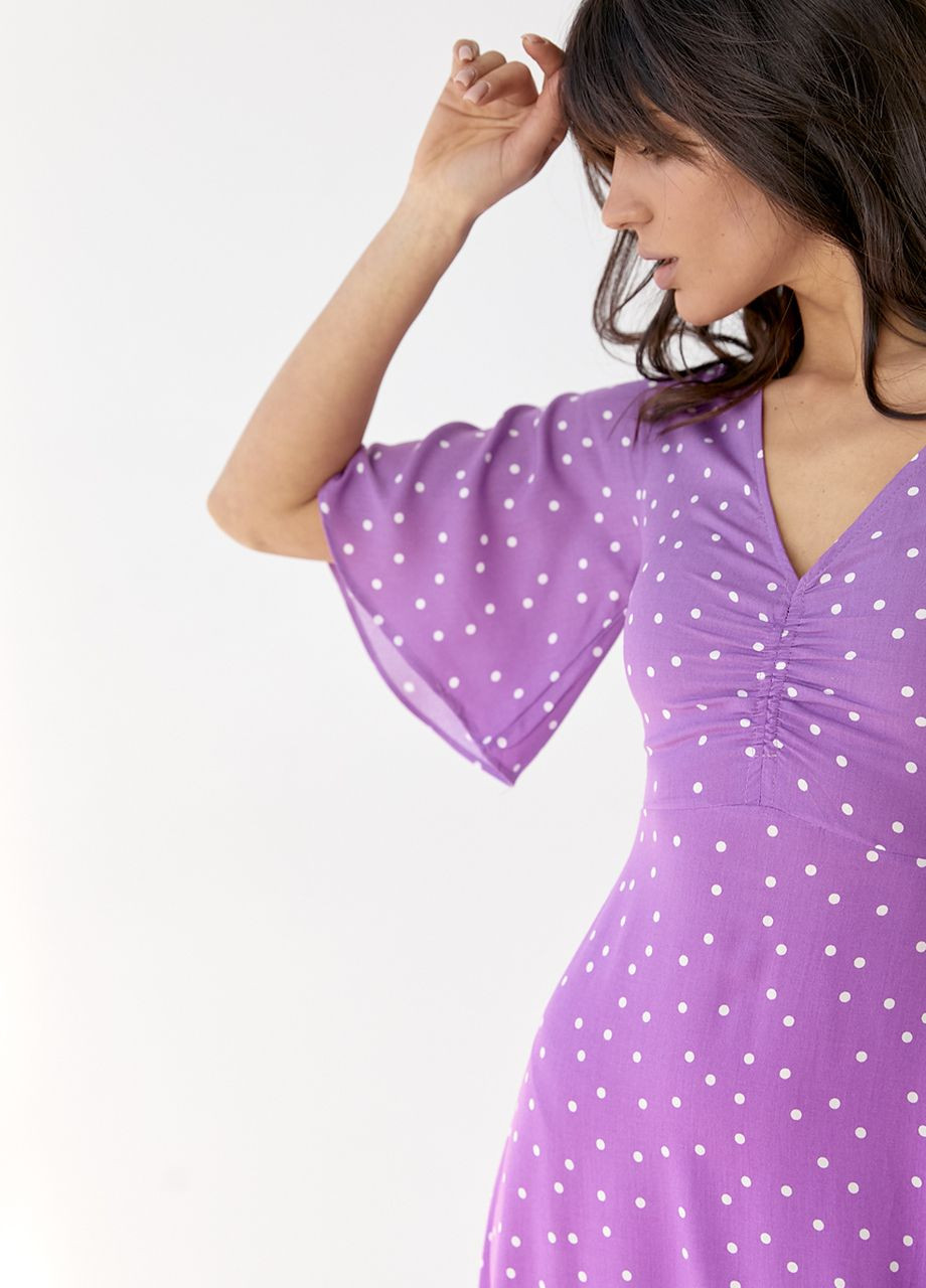 Фіолетова відвертий сукня-міді з короткими розкльошеними рукавами - фіолетовий Lurex