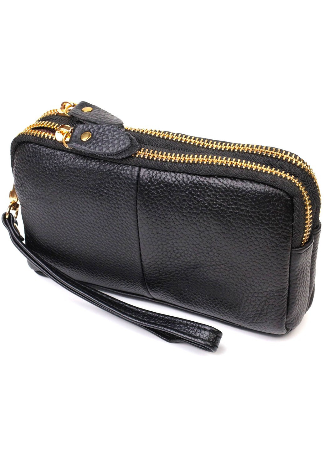 Женский клатч на два отделения из натуральной кожи 22088 Черный Vintage (260360851)