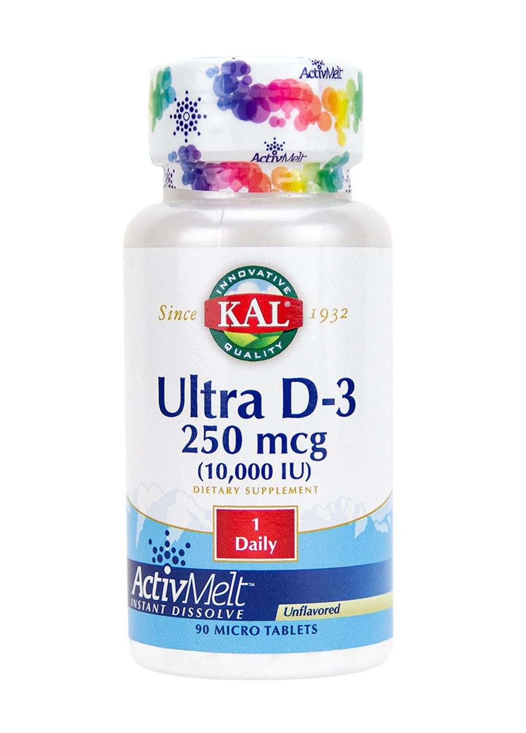 Вітамін D3 Ultra D-3, 250 mcg (10,000 IU), 90 Softgels KAL (260265644)