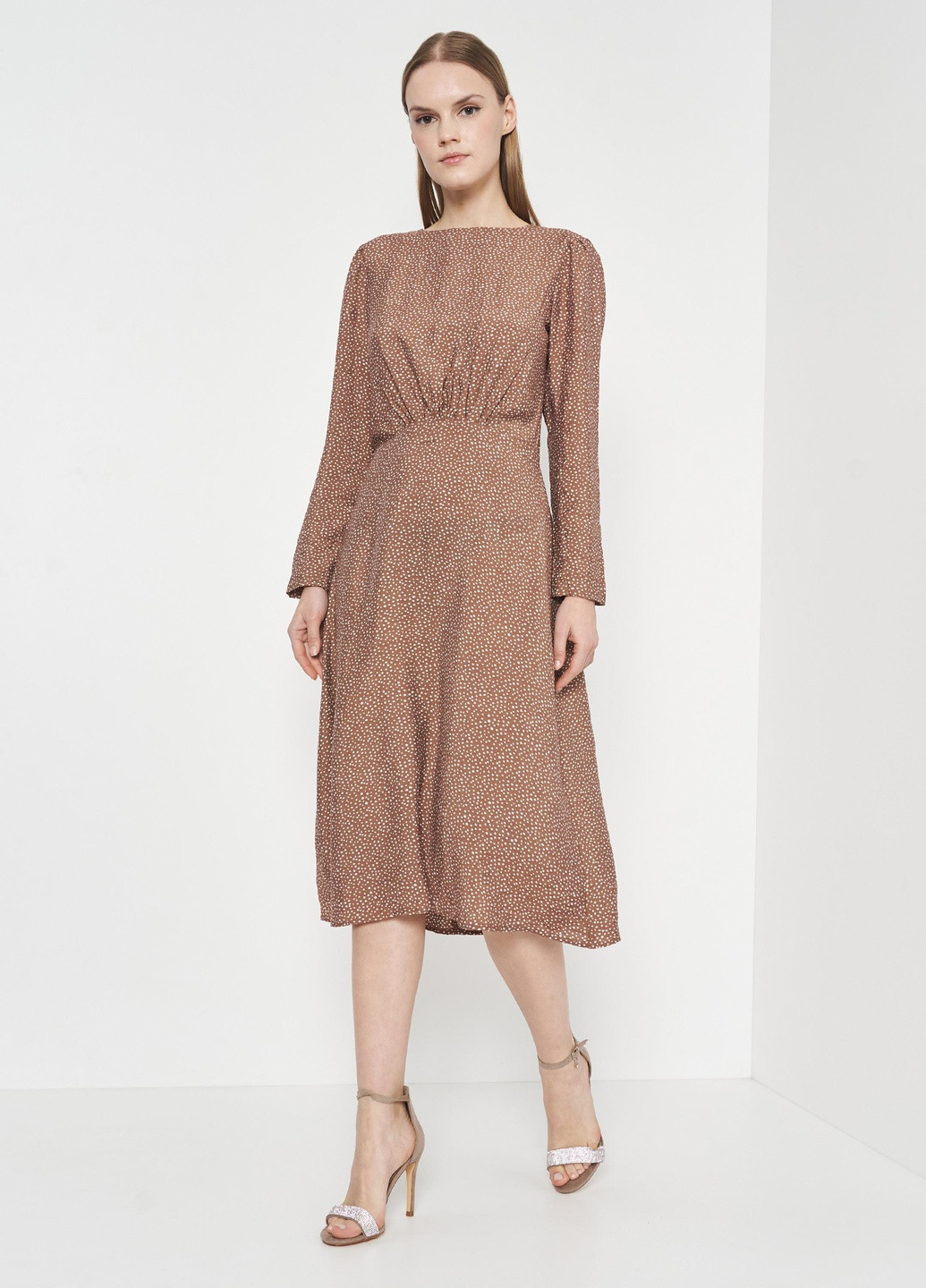 Коричневое сукня демісезон,коричневий в білий горох,suit`u Suit'u