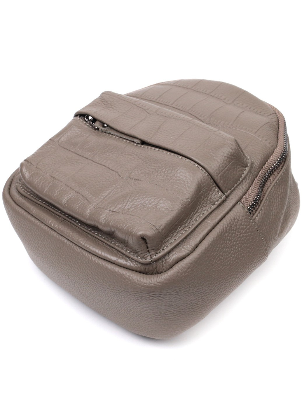 Женский компактный стильный рюкзак из натуральной кожи 22435 Серый Vintage (276457547)