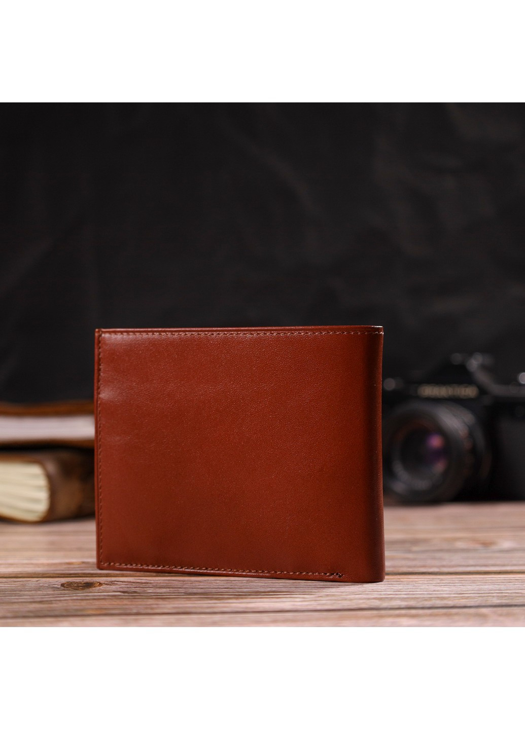 Мужское горизонтальное портмоне из натуральной гладкой кожи 21780 Коричневое Canpellini (259874042)