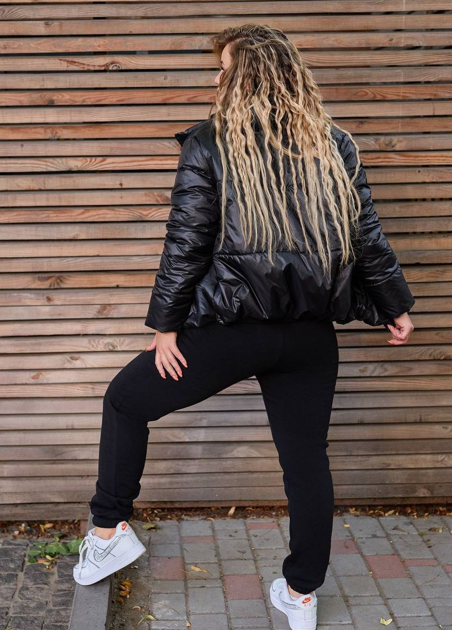 Женский спортивный костюм на флисе с курткой черного цвета р.42/44 439219 New Trend (276709420)