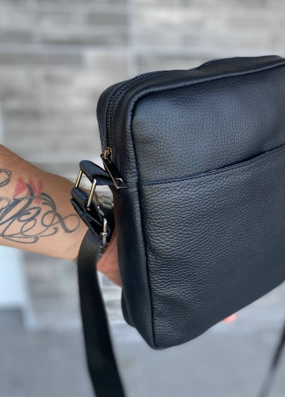 Чоловіча чорна шкіряна сумка через плече London No Brand (258653130)