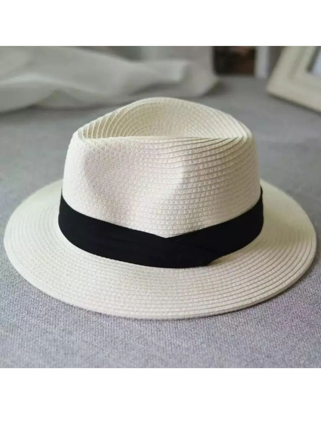 Доросла солом'яний капелюшок білий складна No Brand (259830076)