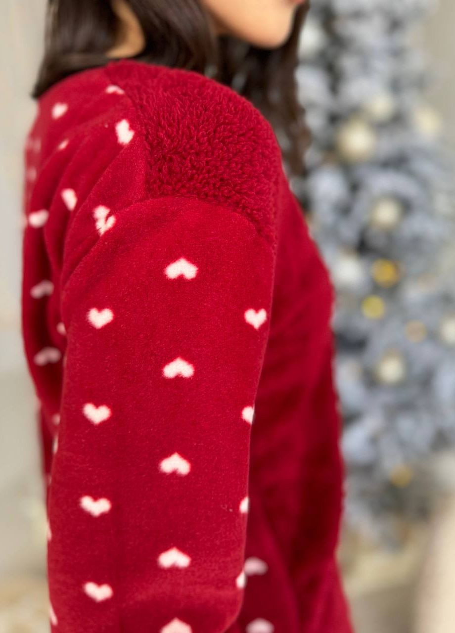 Бордовая зимняя домашний костюм-пижама Vakko