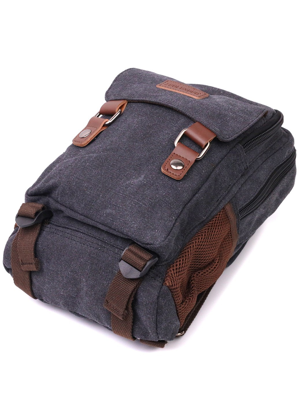 Практичный текстильный рюкзак с уплотненной спинкой и отделением для планшета 22168 Черный Vintage (267925323)