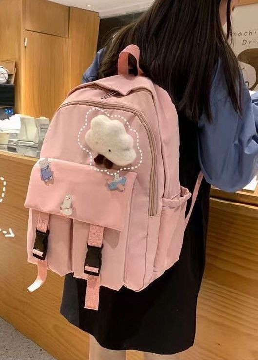 Рюкзак з карманами 3856 жіночий дитячий шкільний портфель рожевий No Brand (275998151)