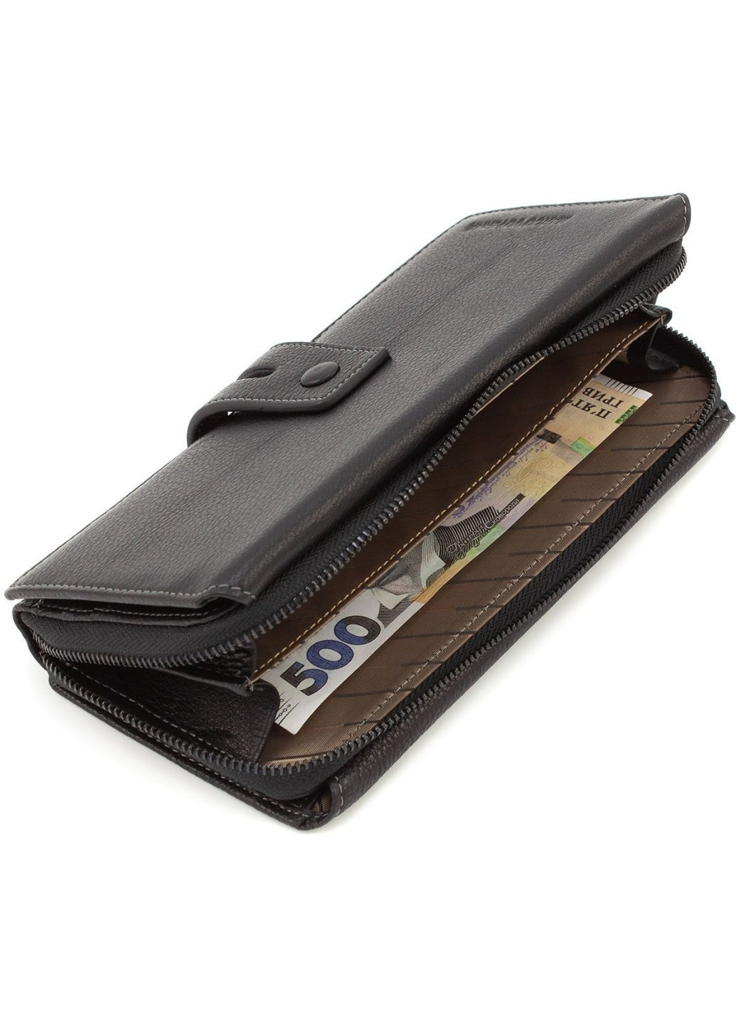 Місткий шкіряний гаманець-клатч 19,5х9,5 1393 (17015) чорний Marco Coverna (259736992)