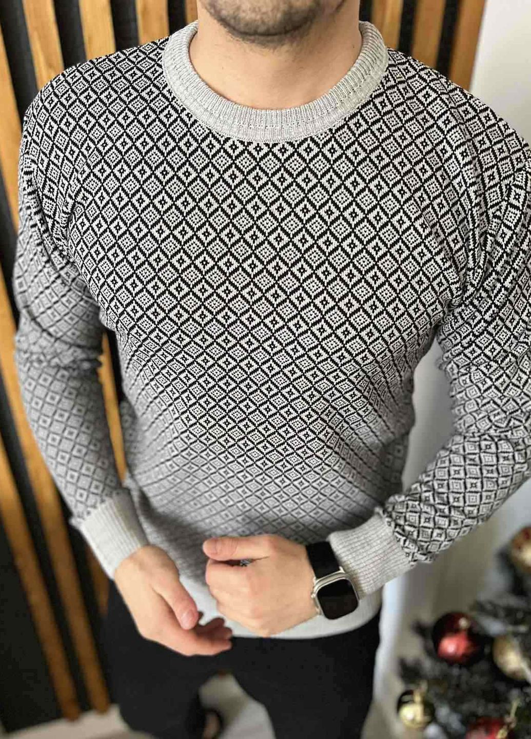 Сірий демісезонний чоловічий базовий светр No Brand