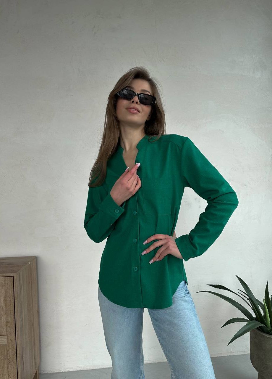 Зеленая классическая, повседневный, кэжуал рубашка No Brand