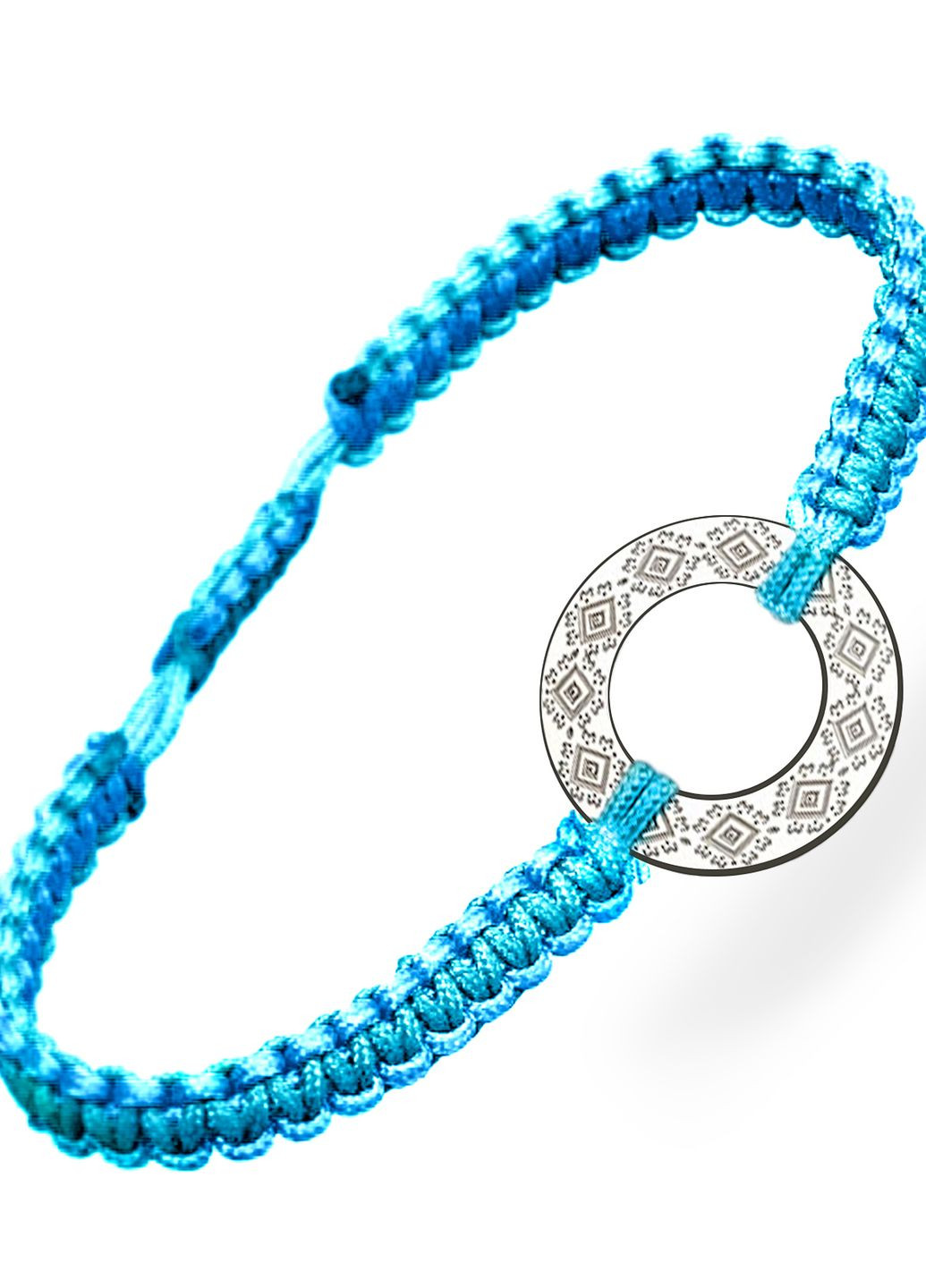 Серебряный браслет шамбала Вышиванка голубая «Запорожье» для него регулируеться Family Tree Jewelry Line (266267254)