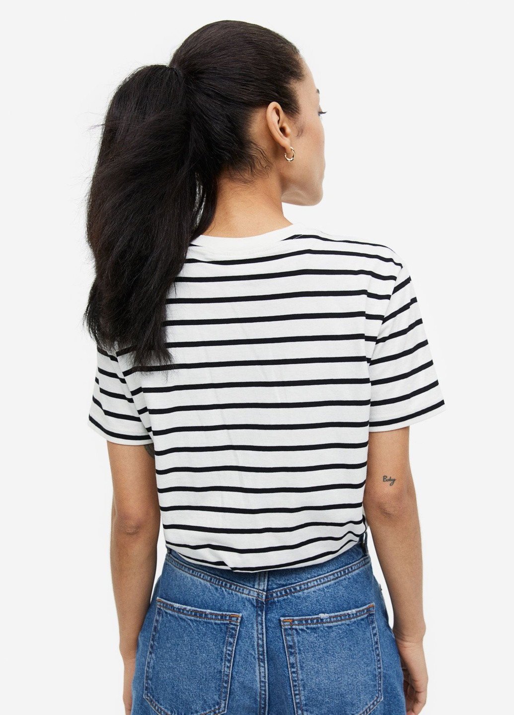 Комбінована всесезон бавовняна футболка в смужку з коротким рукавом H&M