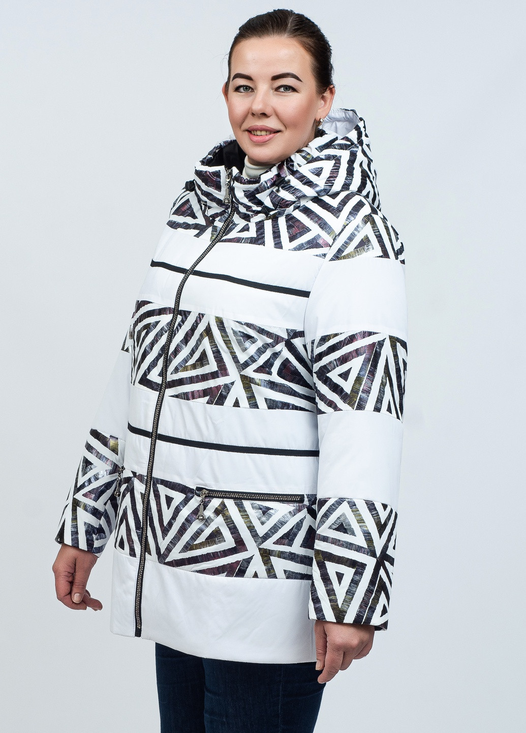 Белая демисезонная куртка женская осень-весна большого размера SK