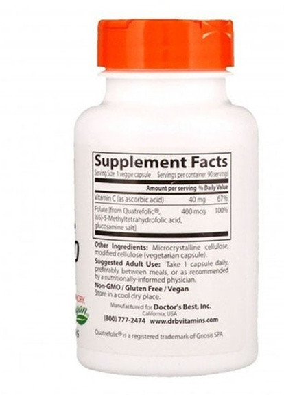 Fully Active Folate 400 mcg 90 Veg Caps Doctor's Best (256721448)