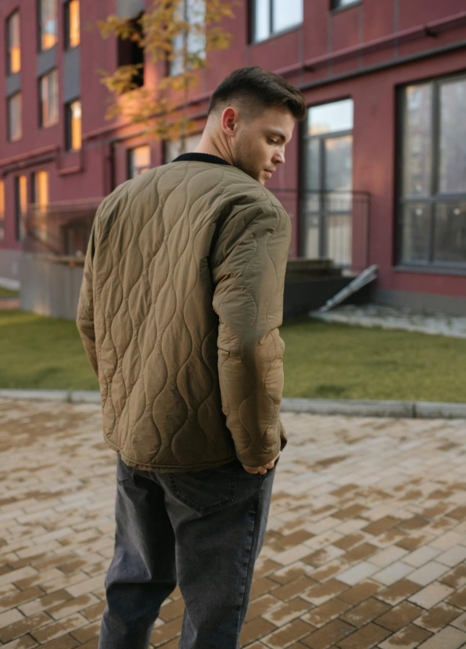 Оливковая (хаки) демисезонная стеганная куртка синтепух хаки Vakko