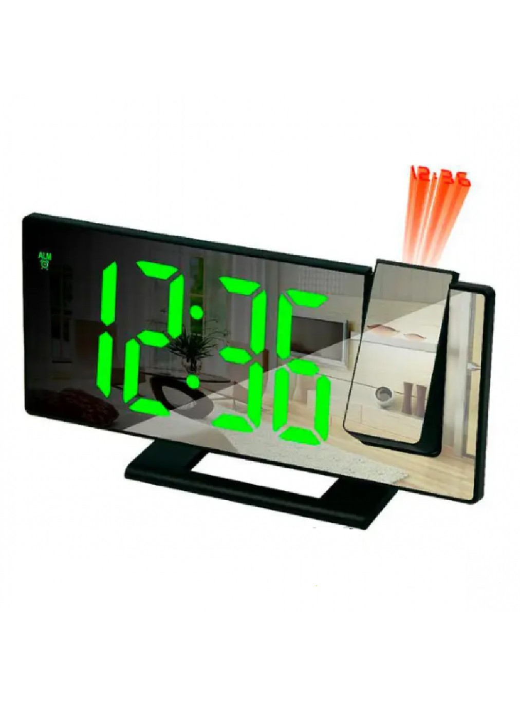 Будильник годинник дзеркальний світиться електронний з проектором часу термометром зелене підсвічування (474958-Prob) Чорний Unbranded (260510013)