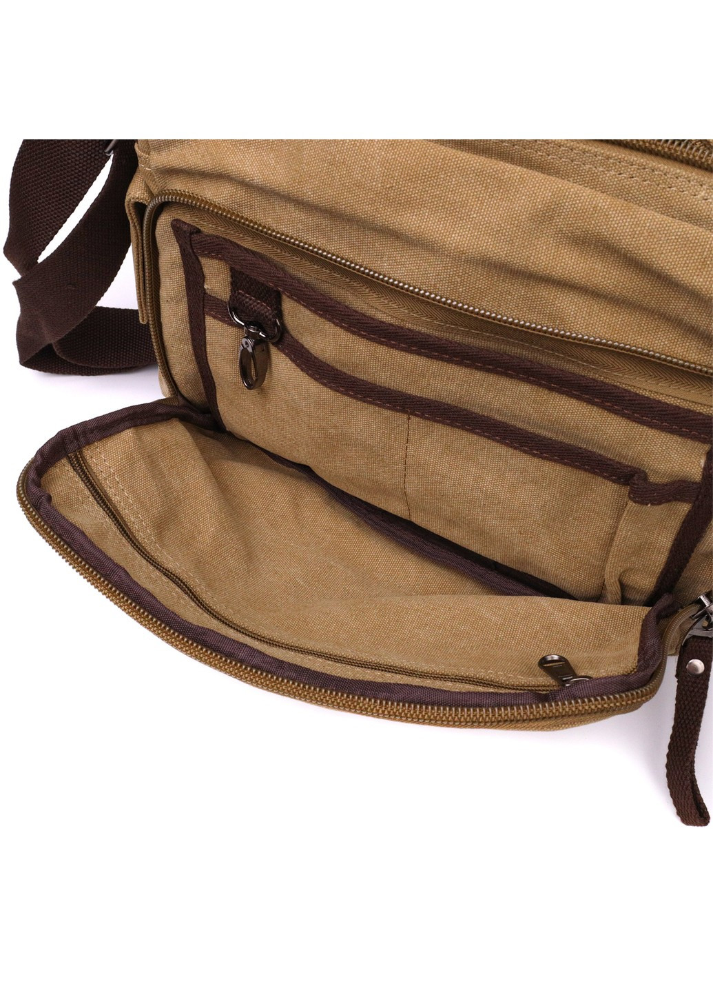 Функціональна чоловіча сумка месенджер із щільного текстилю 22206 Пісочний Vintage (267932157)