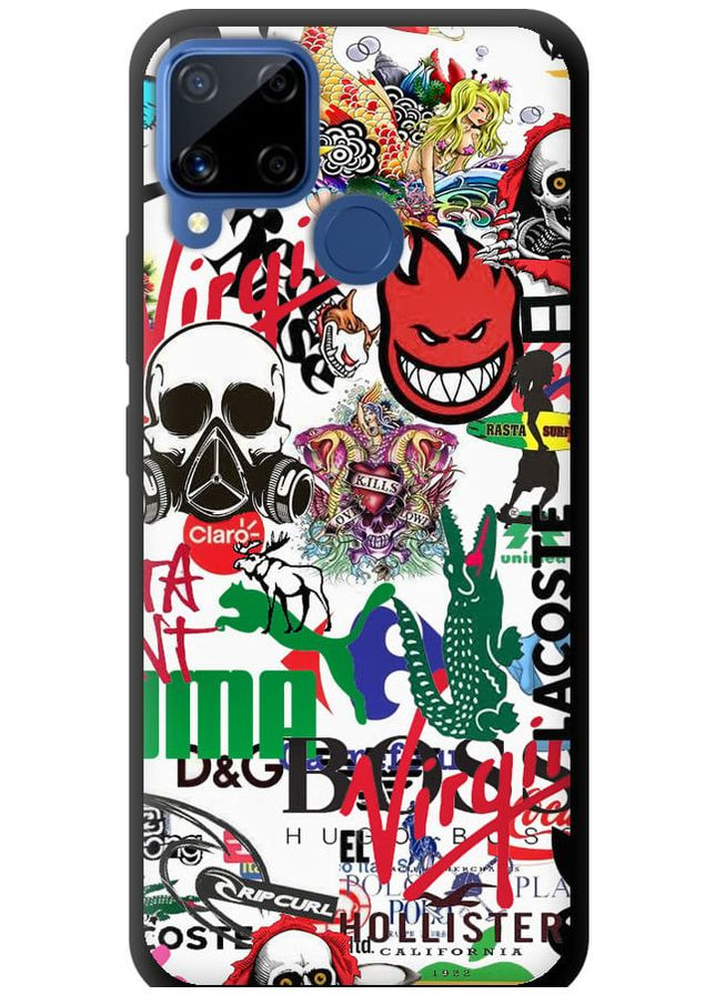 TPU чорний чохол 'Many different logos' для Endorphone Realme C15 (267811821)