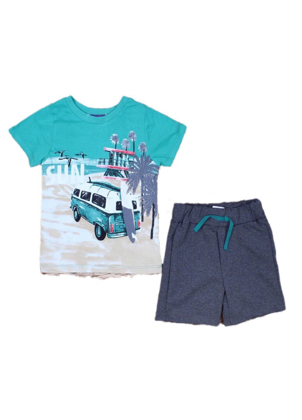 Зелений літній в наявності костюм літо футболка та шорти для хлопчика з шортами Модняшки