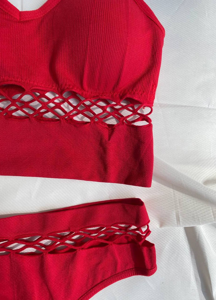 Червоний демісезонний жіночий базовий комплект нижньої білизни No Brand
