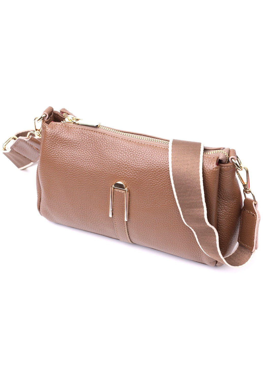 Женская стильная сумка через плече из натуральной кожи 22288 Бежевая Vintage (276461753)