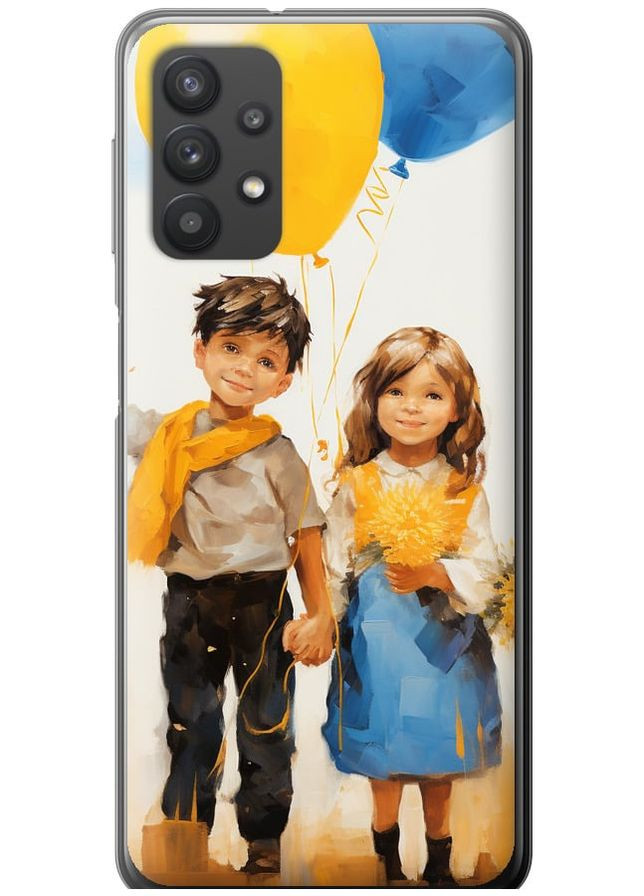 Силиконовый чехол 'Дети с шариками' для Endorphone Samsung Galaxy A32 A325F (267235609)