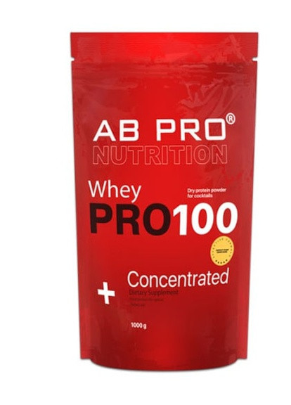 PRO 100 Whey Concentrated 1000 g /27 servings/ Клубника AB PRO (256719308)