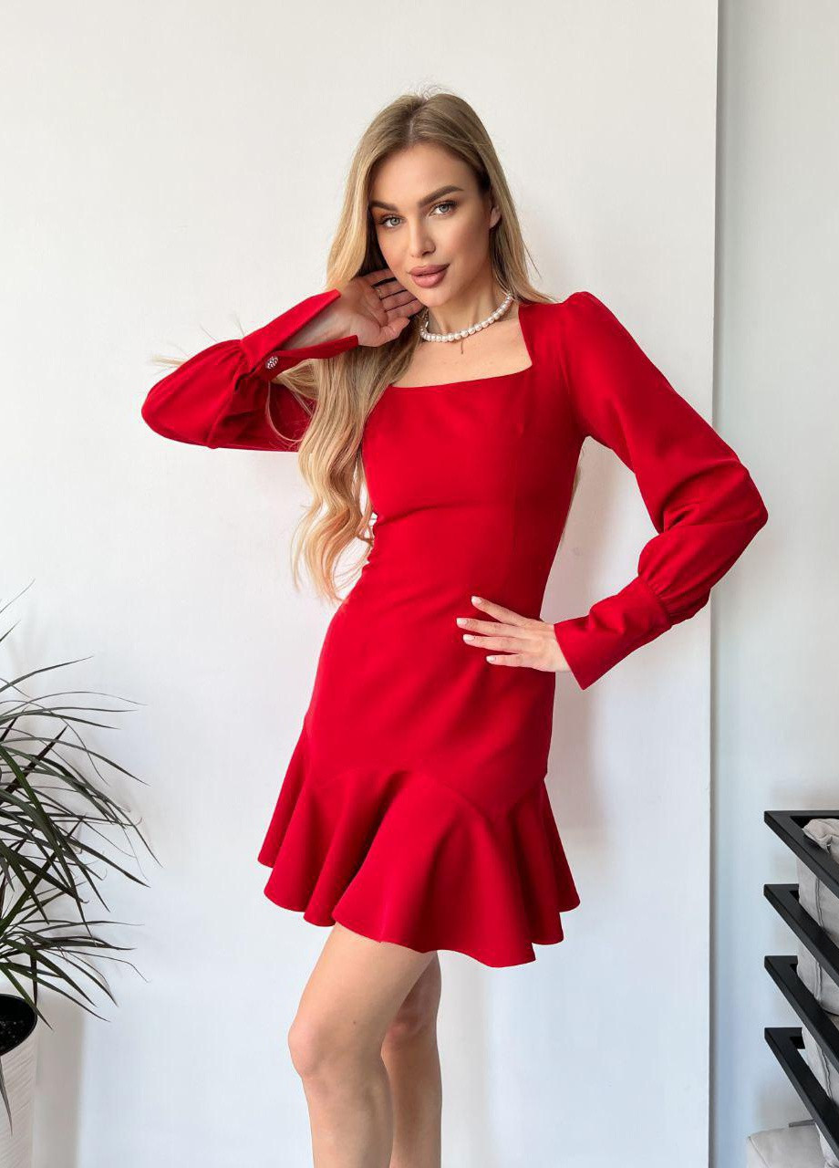 Красное женское платье футляр красного цвета 408253 New Trend