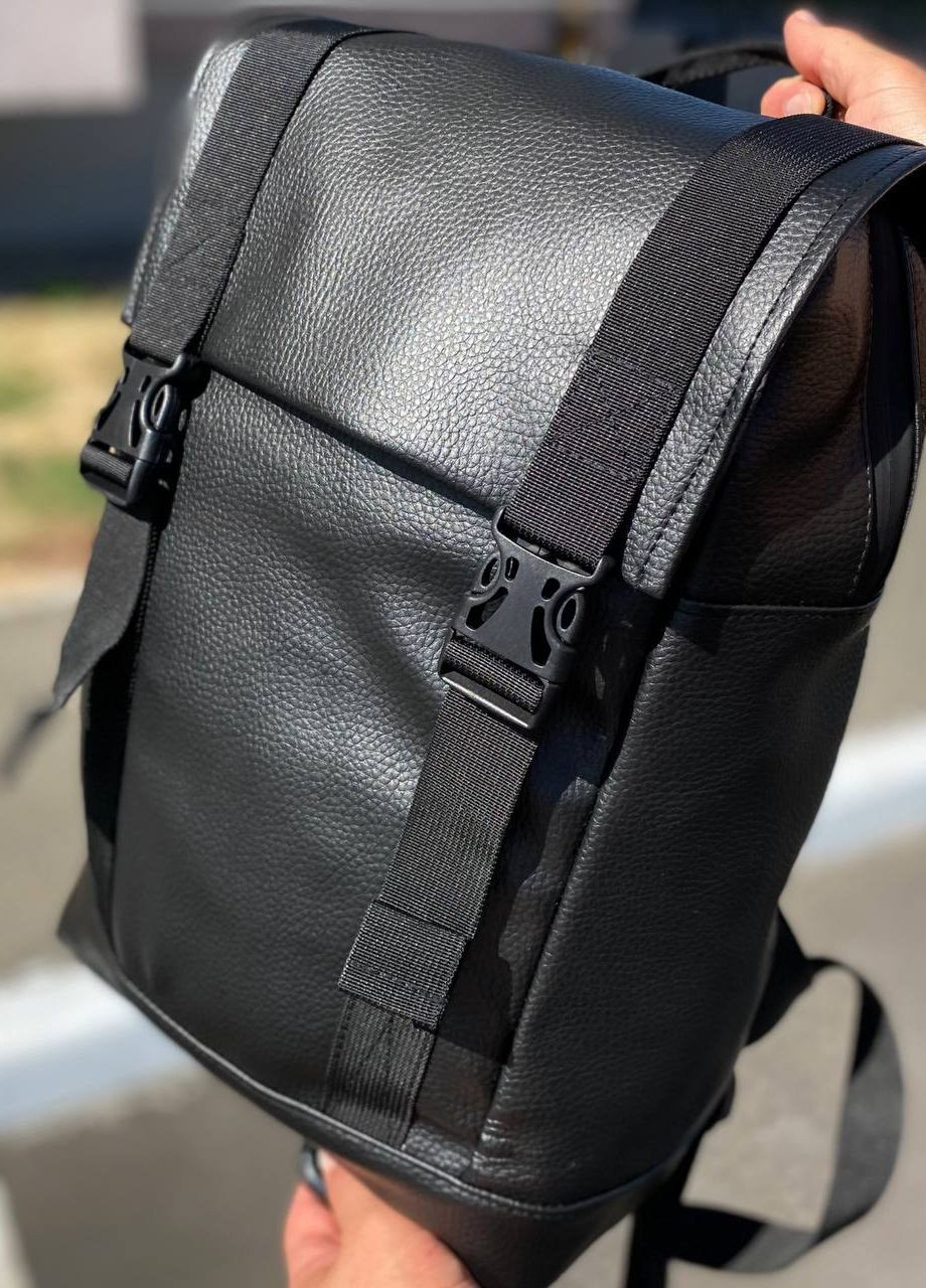 Чорний міський рюкзак екошкіра багато відділень Aviabag No Brand (262890229)