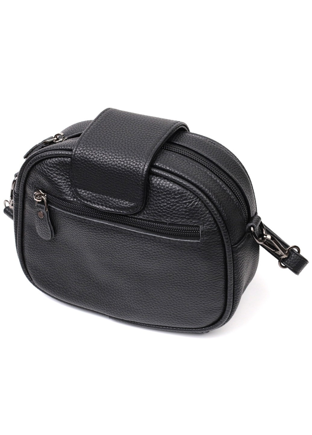 Фактурная сумка для женщин из натуральной кожи с тиснением под змею 22354 Черная Vintage (276461698)