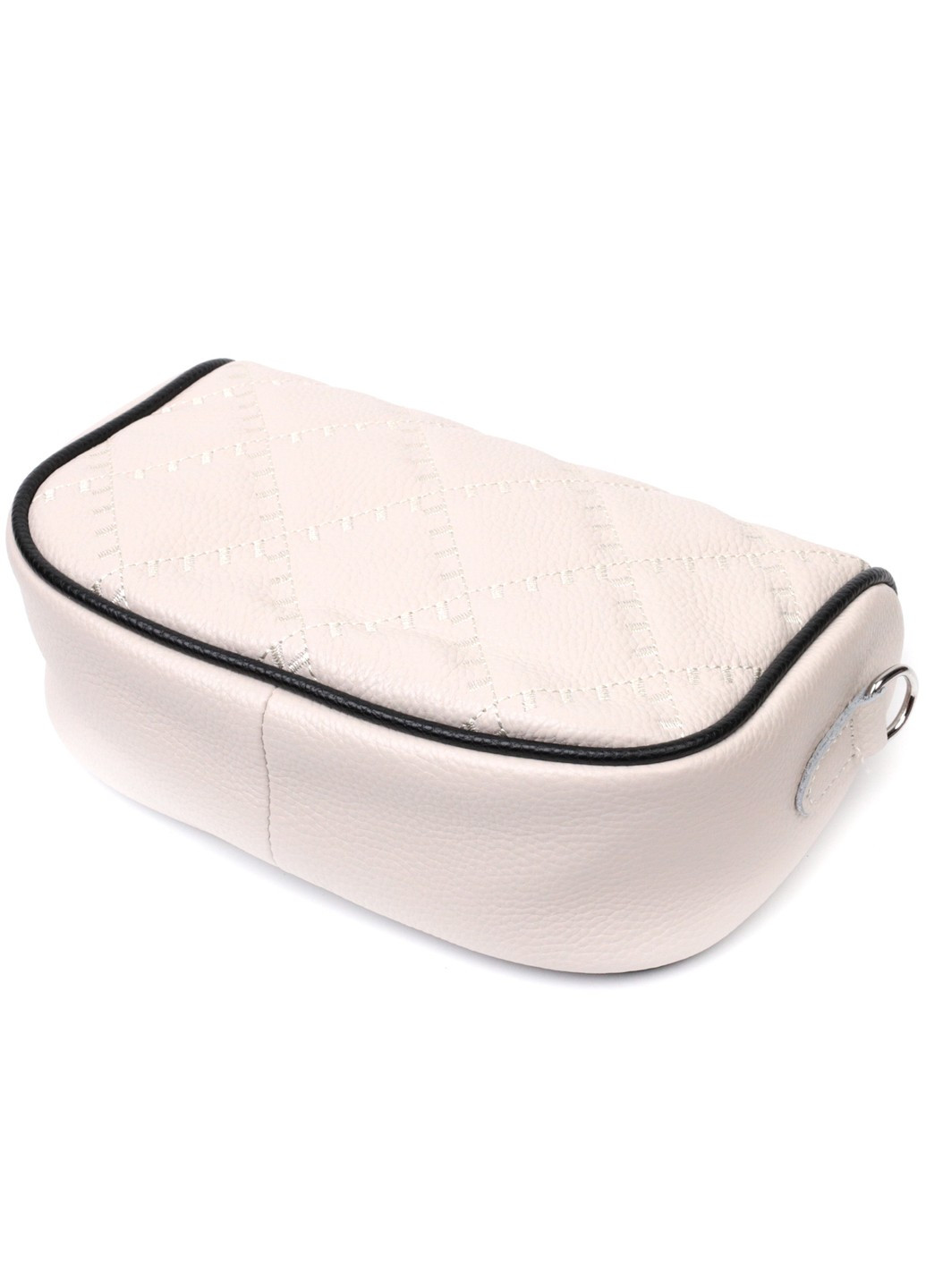 Сумка крос-боді напівкруглого формату з натуральної шкіри 22393 Біла Vintage (276457579)