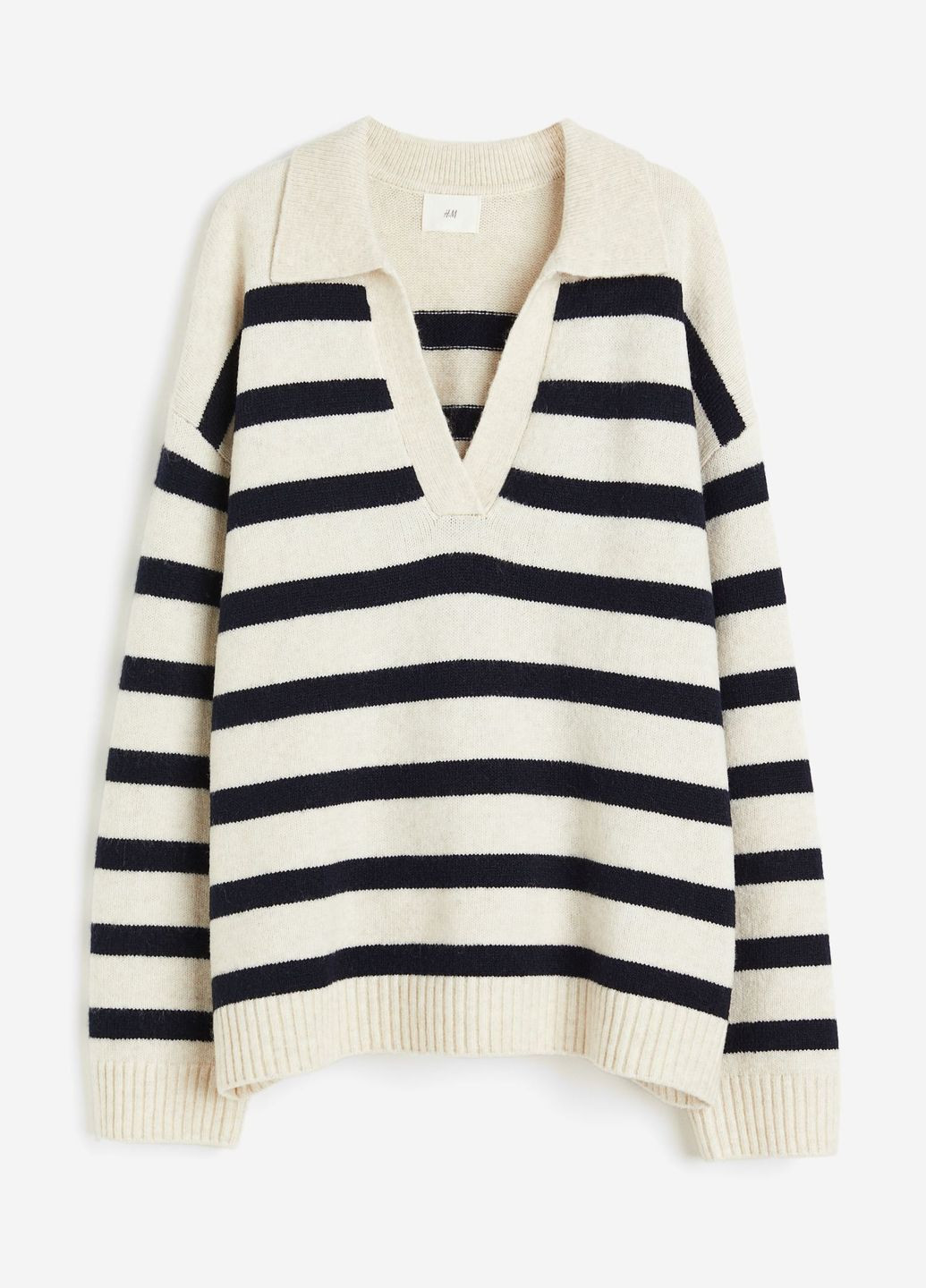 Комбинированный зимний свитер с воротником H&M