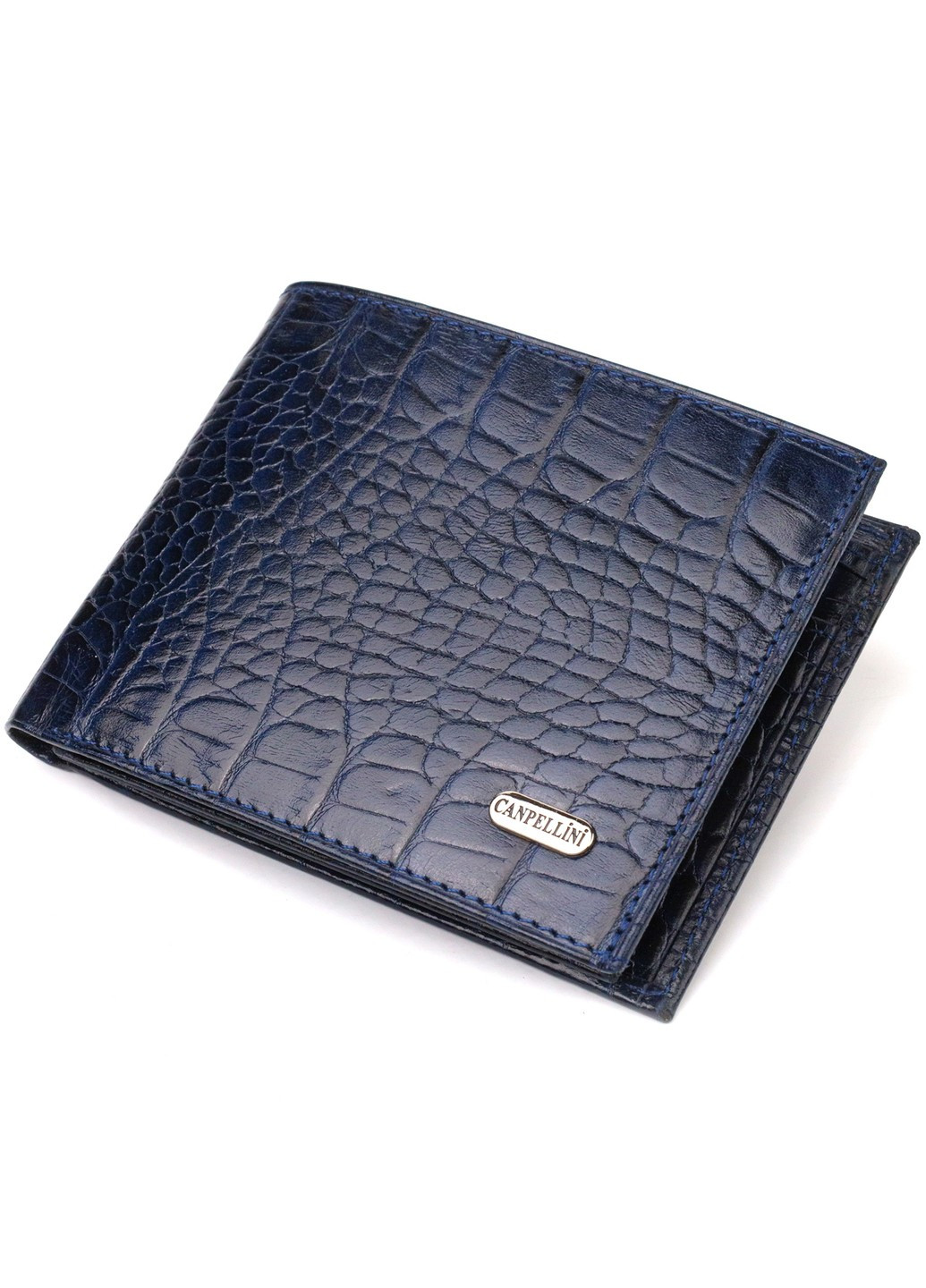 Гарний гаманець для чоловіків з натуральної шкіри з тисненням під крокодила 21924 Синій Canpellini (259873981)