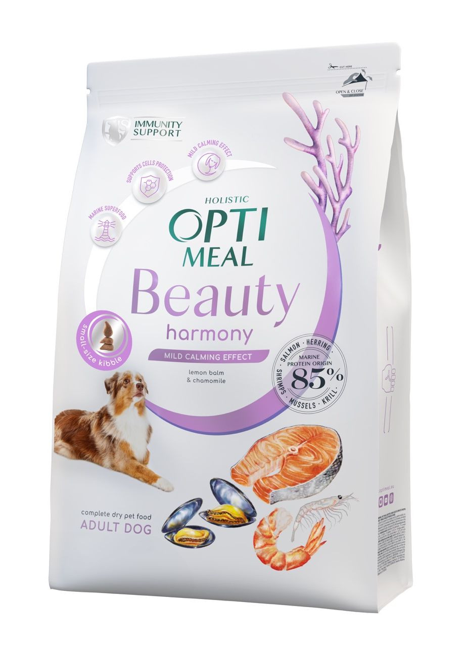Сухий корм Beauty Harmony для дорослих собак усіх порід, м’який заспокійливий ефект, з морепродуктами 1.5 кг Optimeal (277367434)