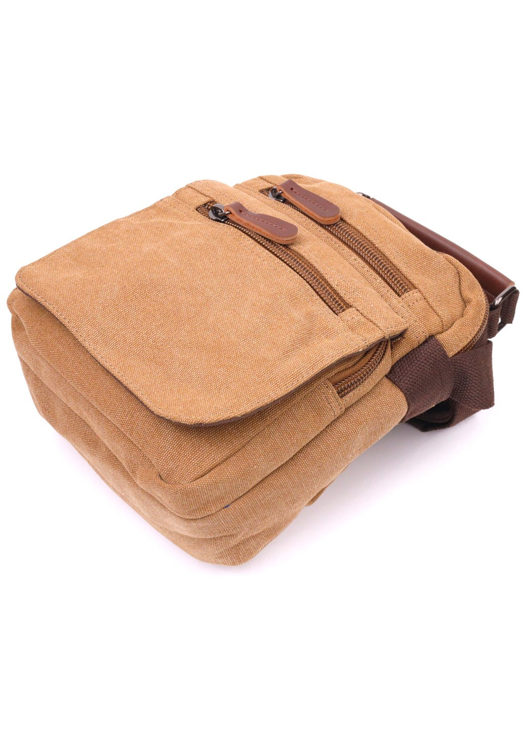 Невелика чоловіча сумка із щільного текстилю 21226 Коричнева Vintage (258286277)