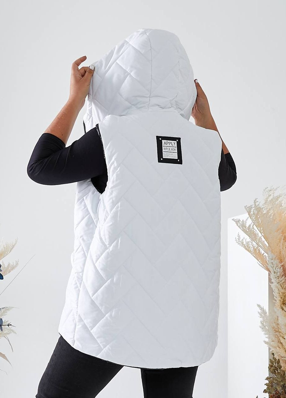 Женская жилетка с капюшоном цвет белый р.48/50 442332 New Trend (265405086)